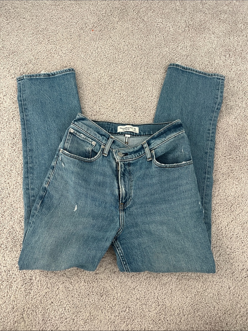 Abercrombie 90s straight ultra high rise slant waist jeans denim size 26 2